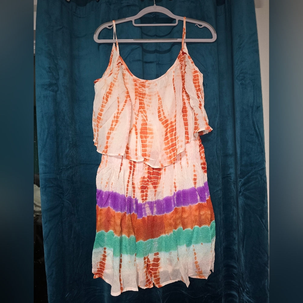 NWT Monique Leshman Boho Style Size MD Tie-Dye‎ Sleeveless Mini Dress 100% Rayon